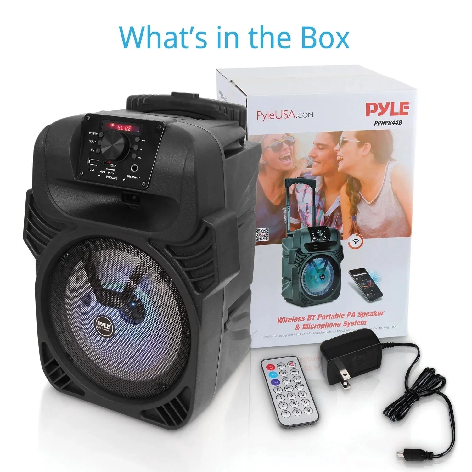 PPHP844B 400 W Portable Bluetooth Speaker W/ LED Party Lights & Remote