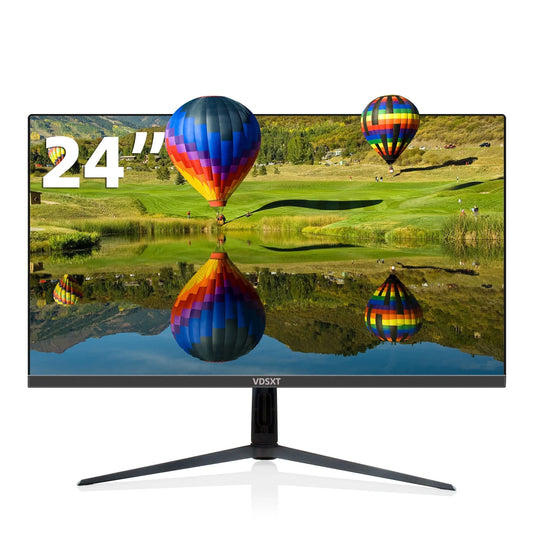 24 Inch FHD 1080P 1920X1080 75Hz 16:9 Flat Panel Ultrawide Computer Monitor Frameless Thin Ergonomic Tilt LED IPS 1Ms 24" PC Display Screen Desktop Monitor HDMI+VGA Port with HDMI Cable