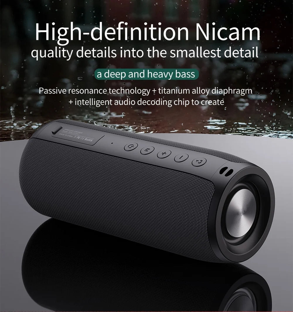 Portable Bluetooth Speaker with Deep Bass Basser,Outdoor Speakers Wireless Stereo Sound,Ipx5 Waterproof,30H Playtime for Home Party