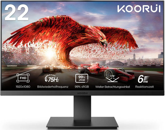 22 Inch 75Hz 99%Srgb LED Computer Monitor,Full HD 1920 X 1080 Office Monitor, VA Desktop Display, HDMI VGA Ports,Vision Care,22N1